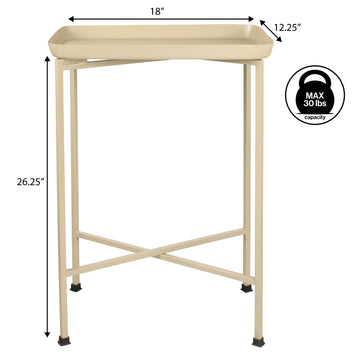 Sterling 26.25" Industrial Classic Metal Foldable Rectangular End Table and Side Table with Removable Tray Top